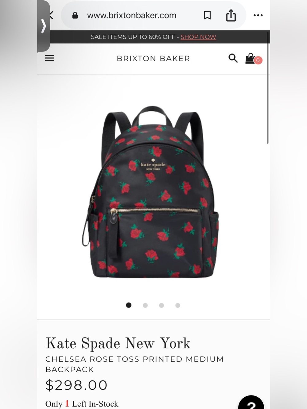 Kate Spade New York CHELSEA ROSE TOSS PRINTED MEDIUM BACKPACK - Picture 3 of 12